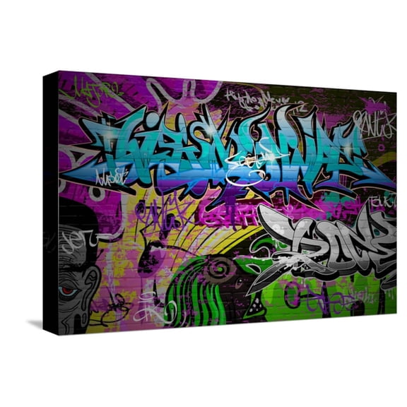 Art.com Graffiti Wall Urban Art Stretched Canvas Print Wall Art by SergWSQ, 18" x 12"