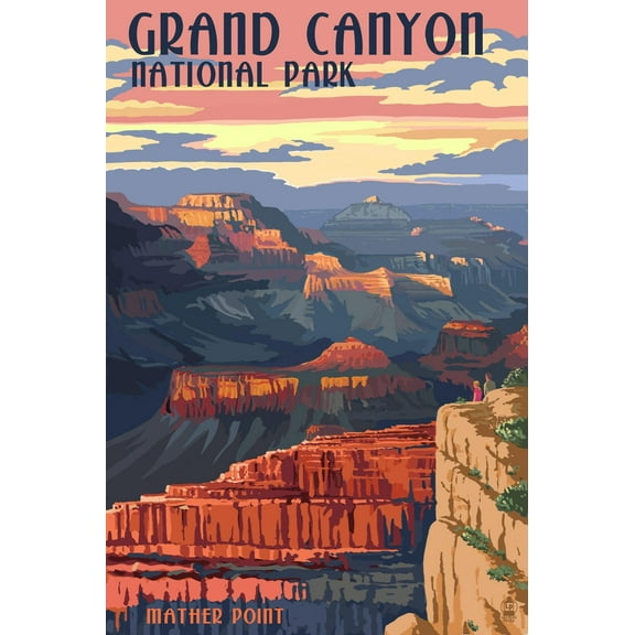 Art.com Grand Canyon National Park - Mather Point Art Print by Lantern Press, 12" x 18"
