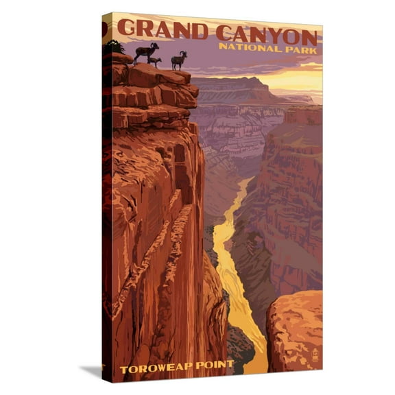Art.com Grand Canyon National Park - Toroweap Point Stretched Canvas Print Wall Art by Lantern Press, 16" x 24"