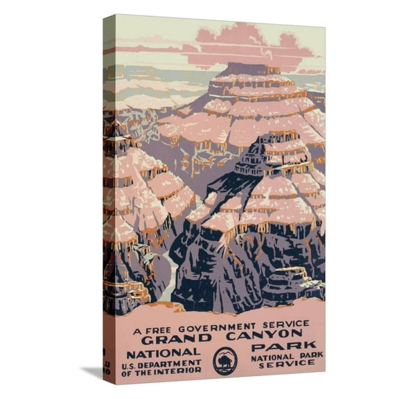 Art.com Grand Canyon National Park Travel Poster Stretched Canvas Print Wall Art, 12" x 18"