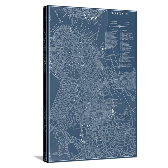 Art.com Graphic Map of Boston Stretched Canvas Print Wall Art by Vision Studio, 16" x 24"