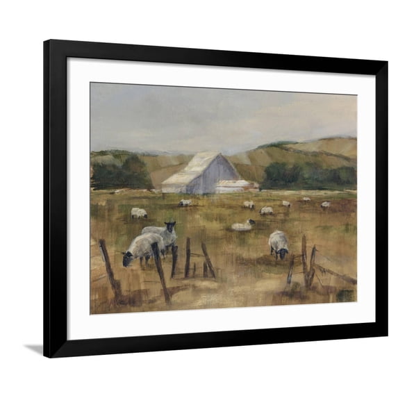 Art.com Grazing Sheep I Art Print by Ethan Harper, Black Frame Wall Art, 40" x 32"