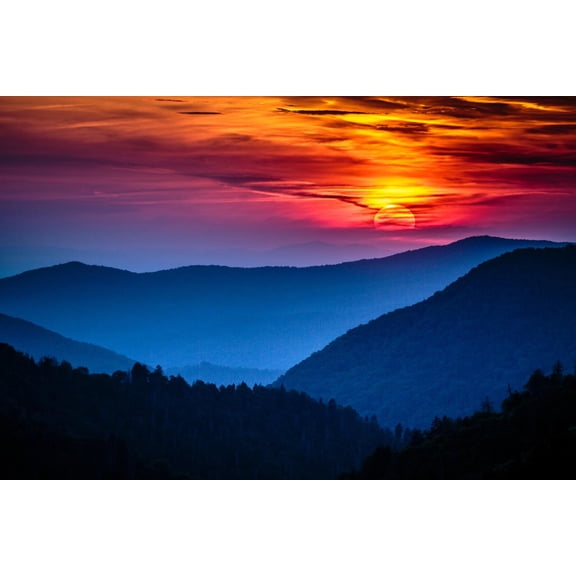 Art.com Great Smoky Mountains National Park Scenic Sunset Landscape Vacation Getaway Destination - Gatlinbu Photographic Print by Weidman Photography, 18" x 12"