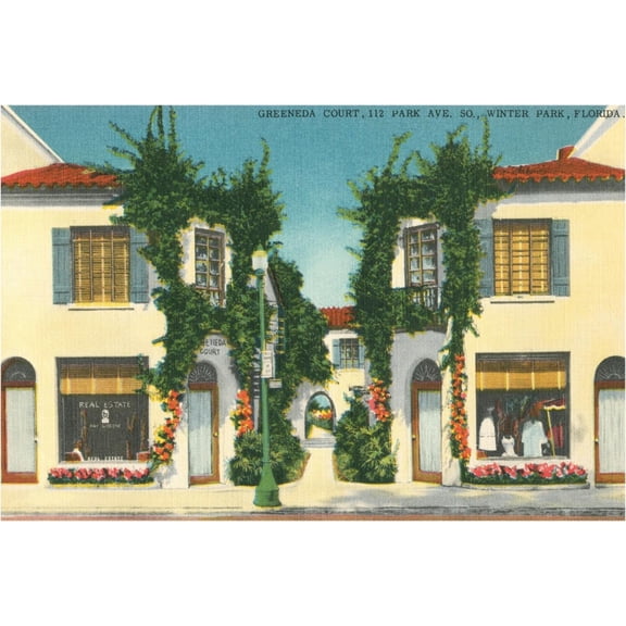 Art.com Greeneda Court, Winter Park Art Print, 24" x 16"