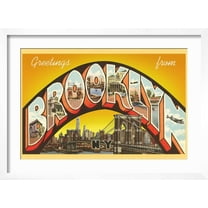 Art.com Greetings from Brooklyn Art Print, White Frame Wall Art, 23" x 17"