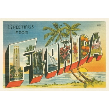 Art.com Greetings from Florida v2 Art Print by Wild Apple Portfolio, 18" x 12"