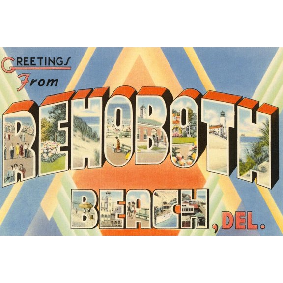 Art.com Greetings from Rehoboth Beach, Delaware Art Print, 36" x 24"