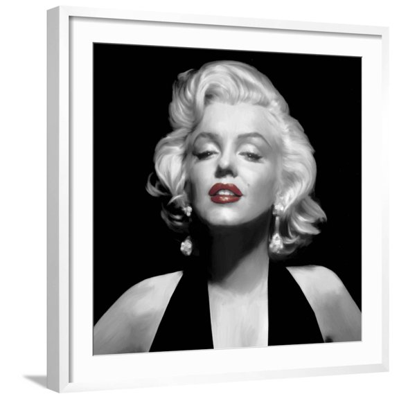 Art.com Halter Top Marilyn Red Lips Art Print, White Frame Wall Art, 29" x 29"