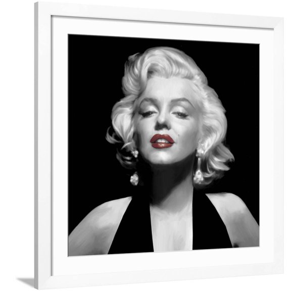 Art.com Halter Top Marilyn Red Lips Art Print, White Frame Wall Art, 38" x 38"