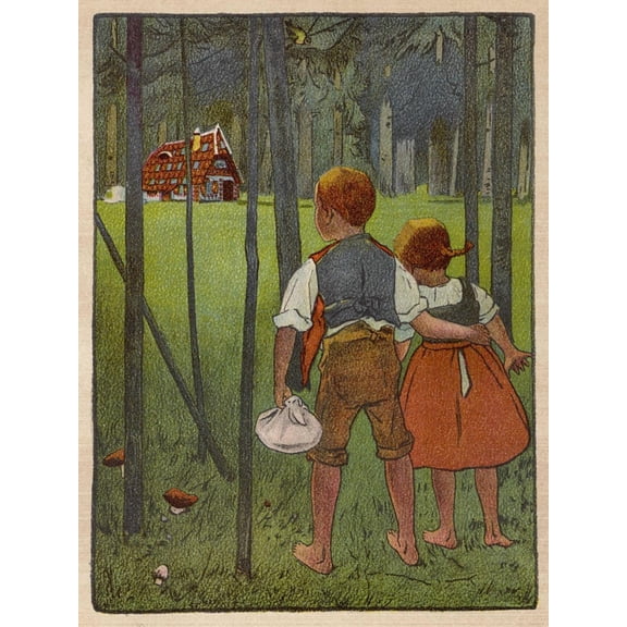 Art.com Hansel and Gretel See a Pretty Cottage in the Distance and Think They Might Shelter There Art Print by Willy Planck, 24" x 32"