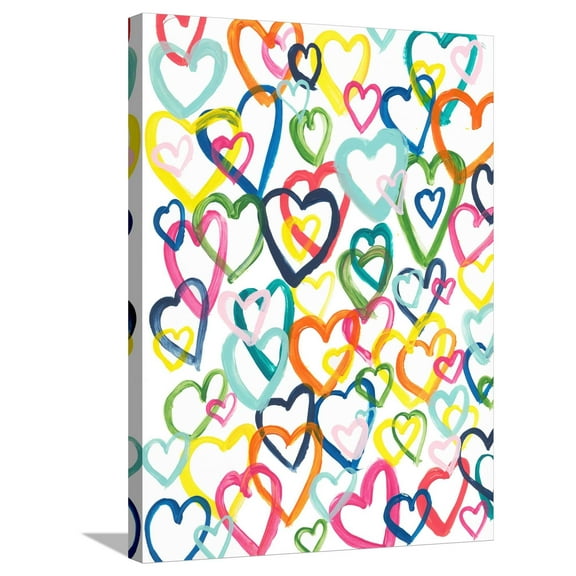 Art.com Hearts In Multiples Stretched Canvas Print Wall Art by Bronwyn Baker, 24" x 32"