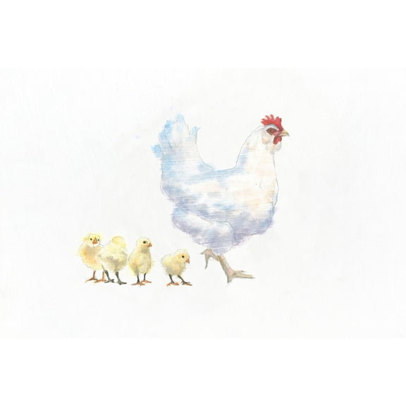 Art.com Hen and Chickens Art Print by Emily Adams, 18" x 12"