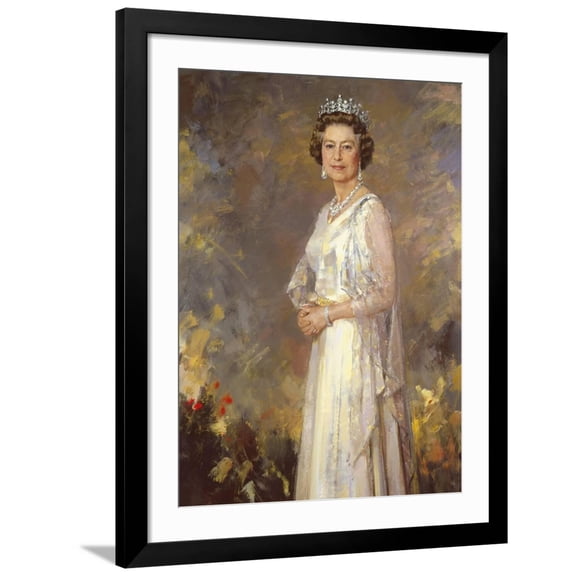 Art.com Her Majesty Queen Elizabeth II Art Print by R. Macarron, Black Frame Wall Art, 32" x 40"