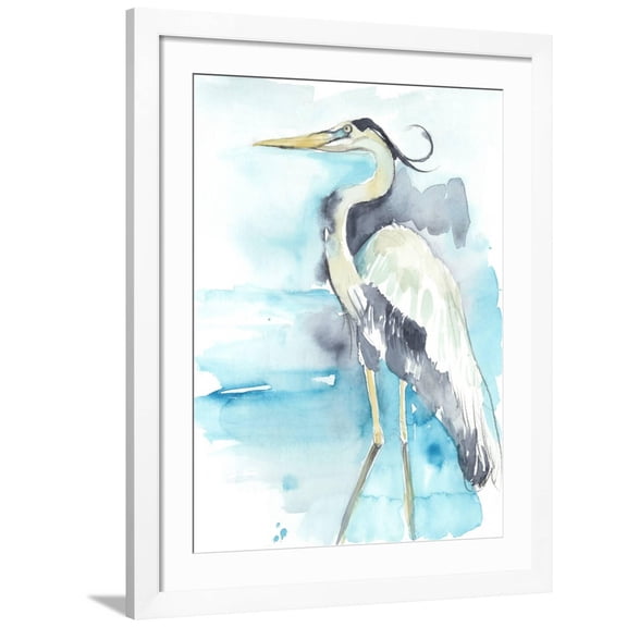 Art.com Heron Splash II Art Print by Jennifer Goldberger, White Frame Wall Art, 32" x 40"