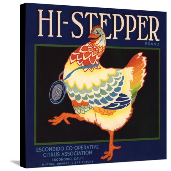 Art.com Hi Stepper Brand - Escondido, California - Citrus Crate Label Stretched Canvas Print Wall Art by Lantern Press, 24" x 24"