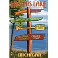 thumbnail image 1 of Art.com Higgins Lake, Michigan - Sign Post Art Print by Lantern Press, 24" x 36", 1 of 4