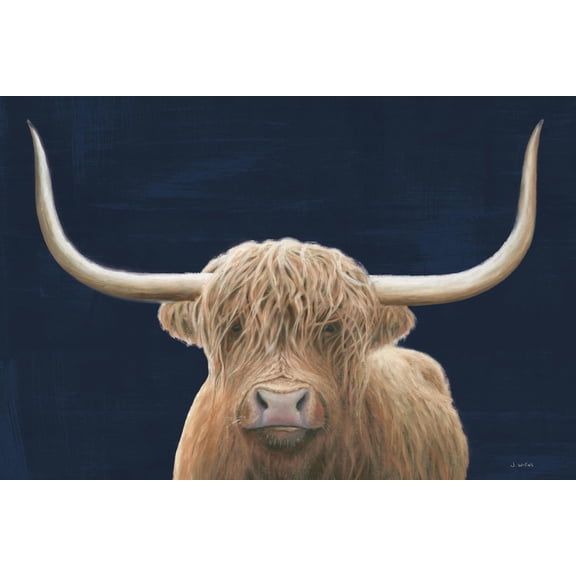 Art.com Highland Cow Navy Art Print by James Wiens, 36" x 24"