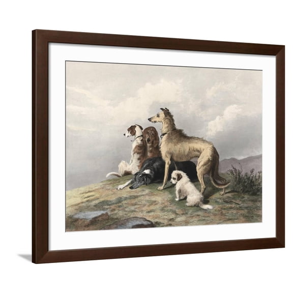 Art.com Highland Dogs Art Print by Edwin Henry Landseer, Brown Frame Wall Art, 40" x 32"