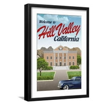 Art.com Hill Valley California Retro Travel Poster Art Print, Black Frame Wall Art, 17" x 23"