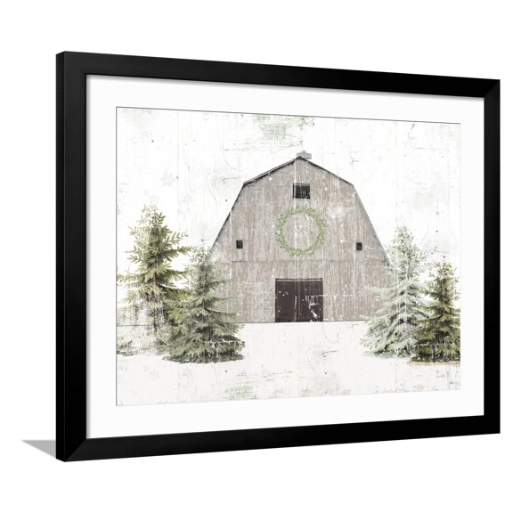 Art.com Holiday Barn Art Print by Katie Pertiet, Black Frame Wall Art, 40" x 32"