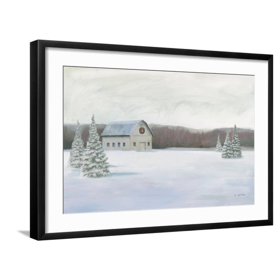 Art.com Holiday Winter Barn Art Print by James Wiens, Black Frame Wall Art, 29" x 21"
