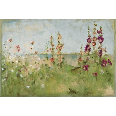 Art.com Hollyhocks by the Sea Art Print by Cheri Blum, 18" x 12"