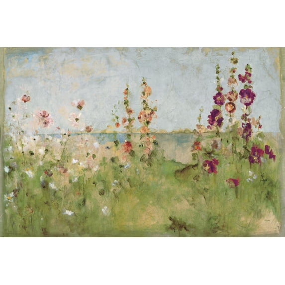 Art.com Hollyhocks by the Sea Art Print by Cheri Blum, 24" x 16"