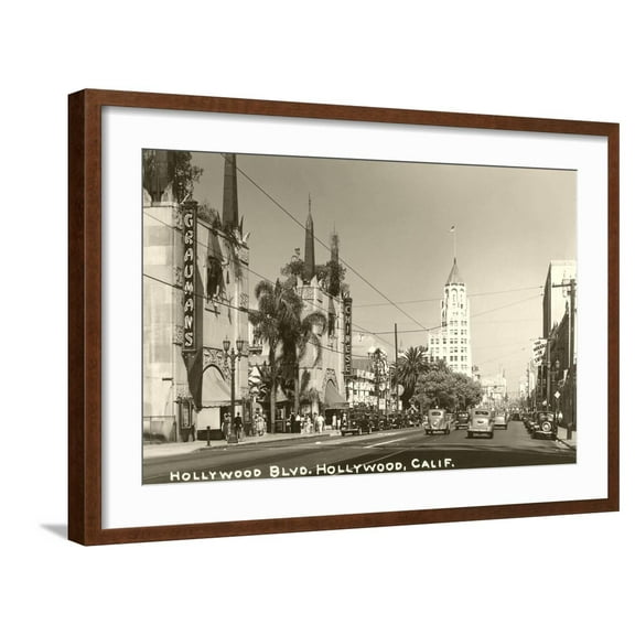 Art.com Hollywood Boulevard, Hollywood, California Art Print, Brown Frame Wall Art, 29" x 21"