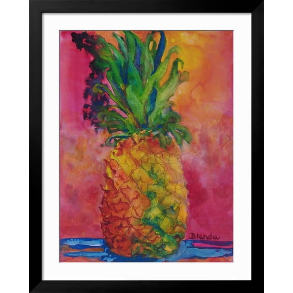 Art.com Hot Pink Pineapple Art Print by Blenda Tyvoll, Black Frame Wall Art, 32" x 40"