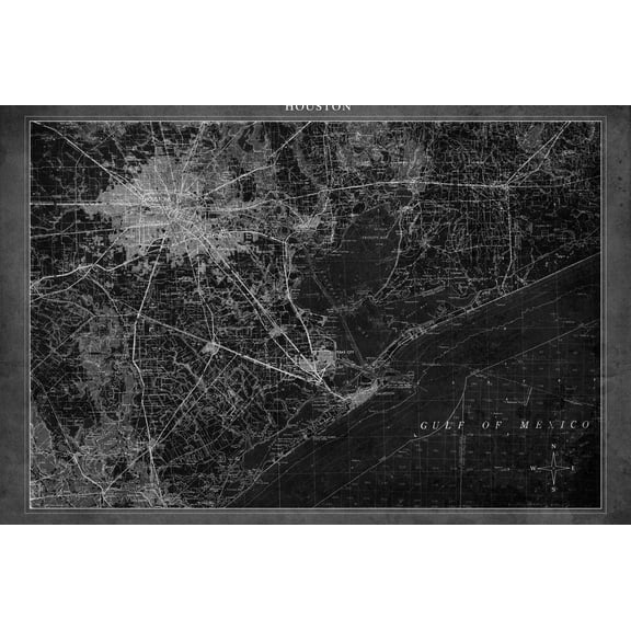 Art.com Houston Map A Giclee Print by GI ArtLab, 36" x 24"