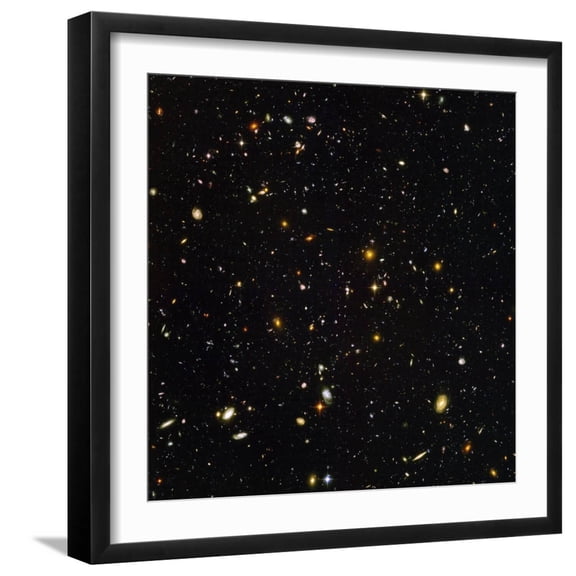 Art.com Hubble Ultra Deep Field Galaxies Premium Photographic Print, Black Frame Wall Art, 21" x 21"