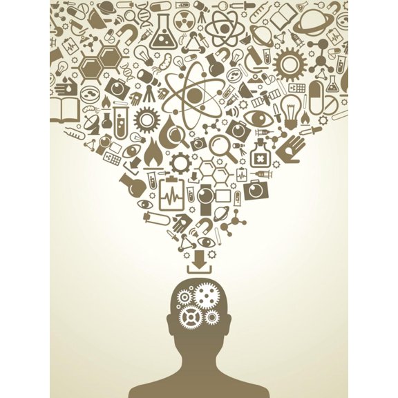 Art.com Human Head And Icons Of Science Art Print by VLADGRIN, 12" x 16"