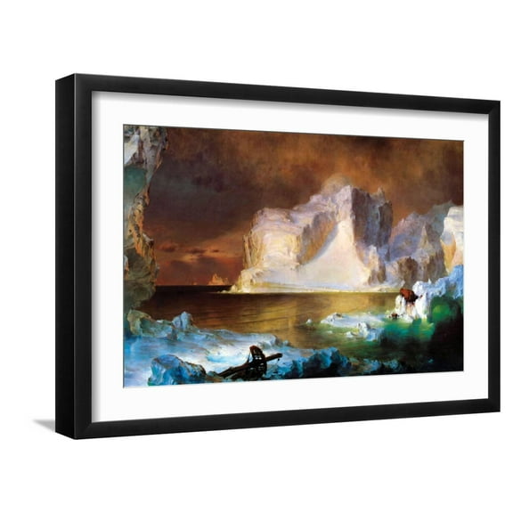 Art.com Iceberg Art Print by Frederic Edwin Church, Black Frame Wall Art, 23" x 17"