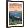 thumbnail image 1 of Art.com Idaho - Bear and Spring Flowers Art Print by Lantern Press, Brown Frame Wall Art, 32" x 44", 1 of 5