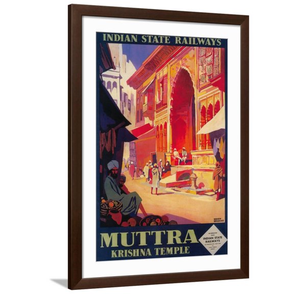 Art.com India - Muttra Krishna Temple Travel Poster Art Print by Lantern Press, Brown Frame Wall Art, 32" x 44"