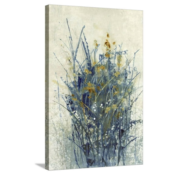 Art.com Indigo Floral I Stretched Canvas Print Wall Art by Tim O'toole, 24" x 36"