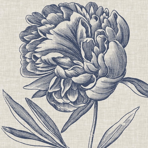 Art.com Indigo Floral on Linen II Art Print by Vision Studio, 16" x 16"