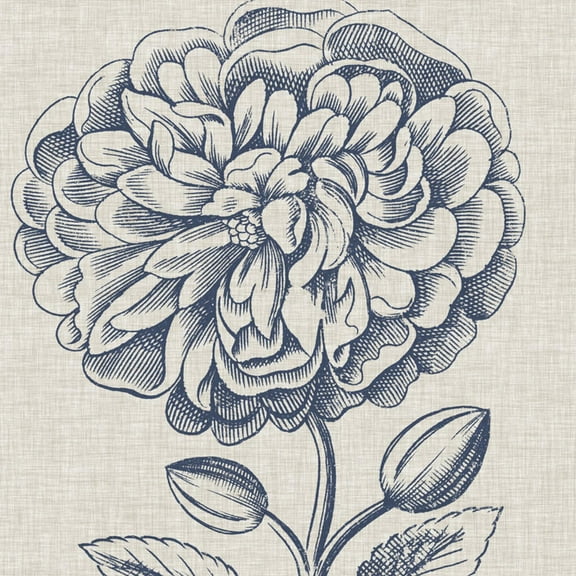 Art.com Indigo Floral on Linen III Art Print by Vision Studio, 16" x 16"