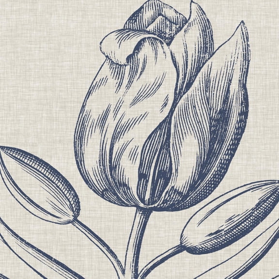 Art.com Indigo Floral on Linen IV Art Print by Vision Studio, 16" x 16"