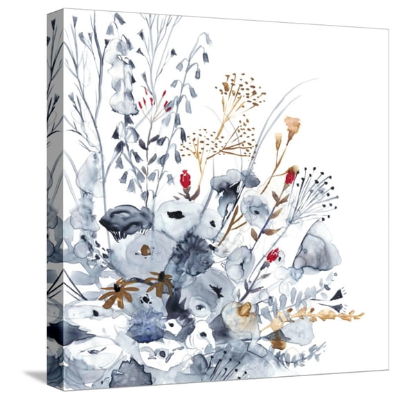 Art.com Indigo & Ochre II Stretched Canvas Print Wall Art by Victoria Borges, 16" x 16"