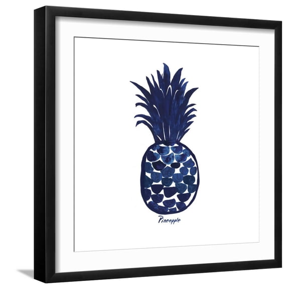 Art.com Indigo Pineapple Art Print by Aimee Wilson, Black Frame Wall Art, 21" x 21"