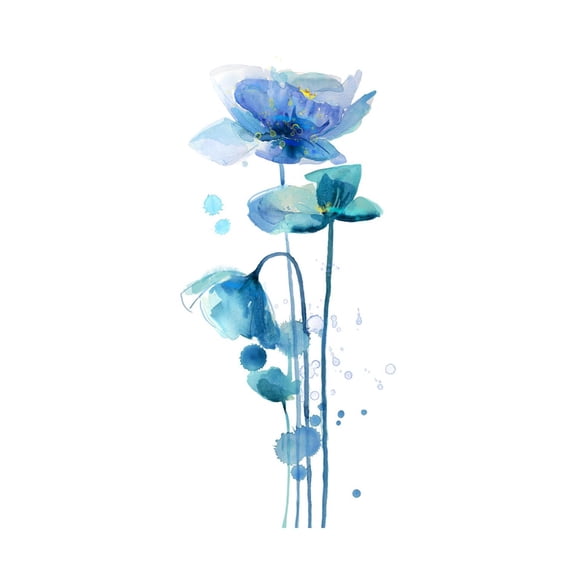 Art.com Indigo Poppy 1 Art Print by Jin Jing, 12" x 18"