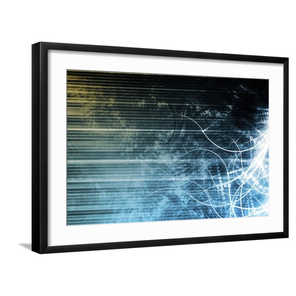 Art.com Information Technology Data Network as a Abstract Art Print by kentoh, Black Frame Wall Art, 29" x 21"