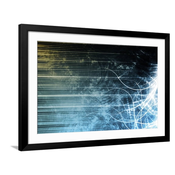 Art.com Information Technology Data Network as a Abstract Art Print by kentoh, Black Frame Wall Art, 44" x 32"