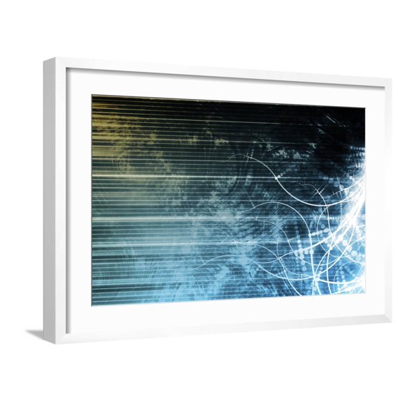 Art.com Information Technology Data Network as a Abstract Art Print by kentoh, White Frame Wall Art, 29" x 21"