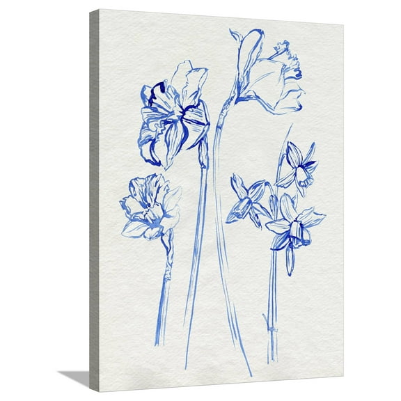 Art.com Inky Daffodils I Stretched Canvas Print Wall Art by Jennifer Parker, 24" x 32"