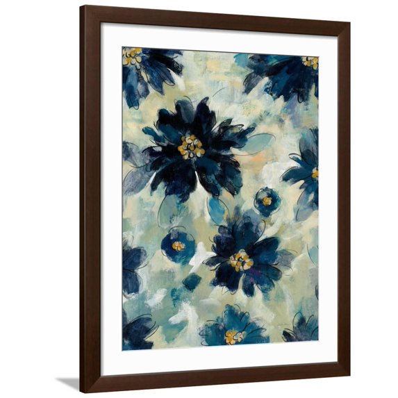 Art.com Inky Floral II Art Print by Silvia Vassileva, Brown Frame Wall Art, 32" x 40"