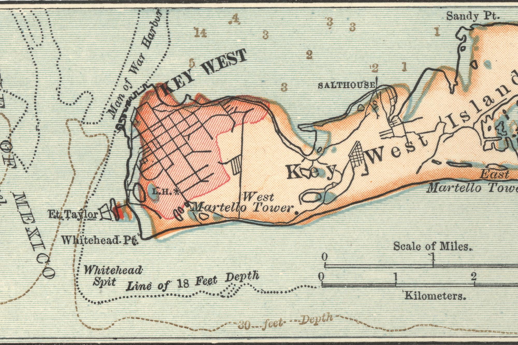 Florida Inset Map Art.com Inset Map of Key West Island, Florida Art Print by ...
