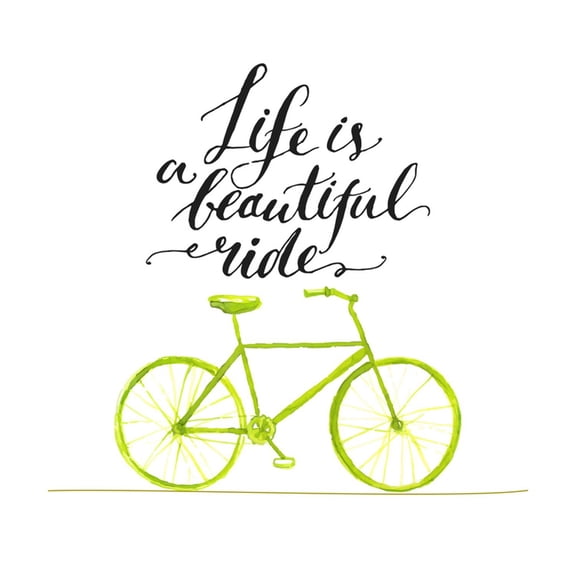 Art.com Inspirational Quote - Life is a Beautiful Ride. Handwritten Modern Calligraphy Poster with Green Ha Art Print by kotoko, 24" x 24"