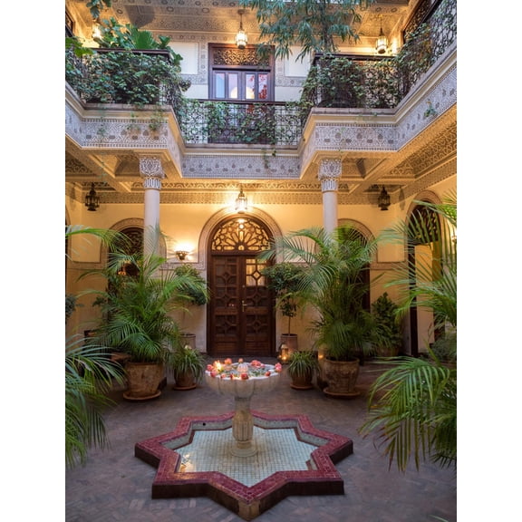 Art.com Interior Courtyard of Villa Des Orangers Hotel, Marrakesh, Morocco Photographic Print, 12" x 16"